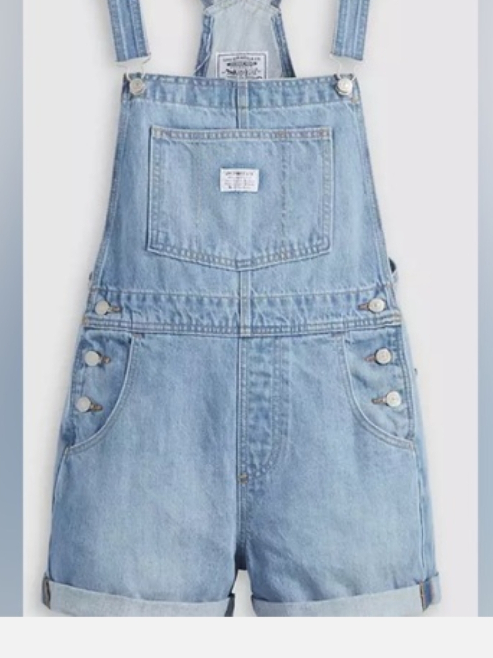 Light Blue Denim Short Overalls - Women's Casual Jumpsuit
